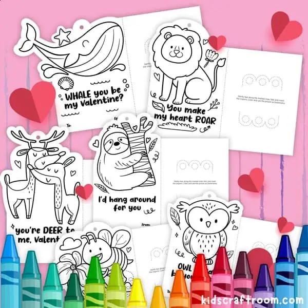 Free Printable Valentine's Day Coloring Cards Crayon Holders