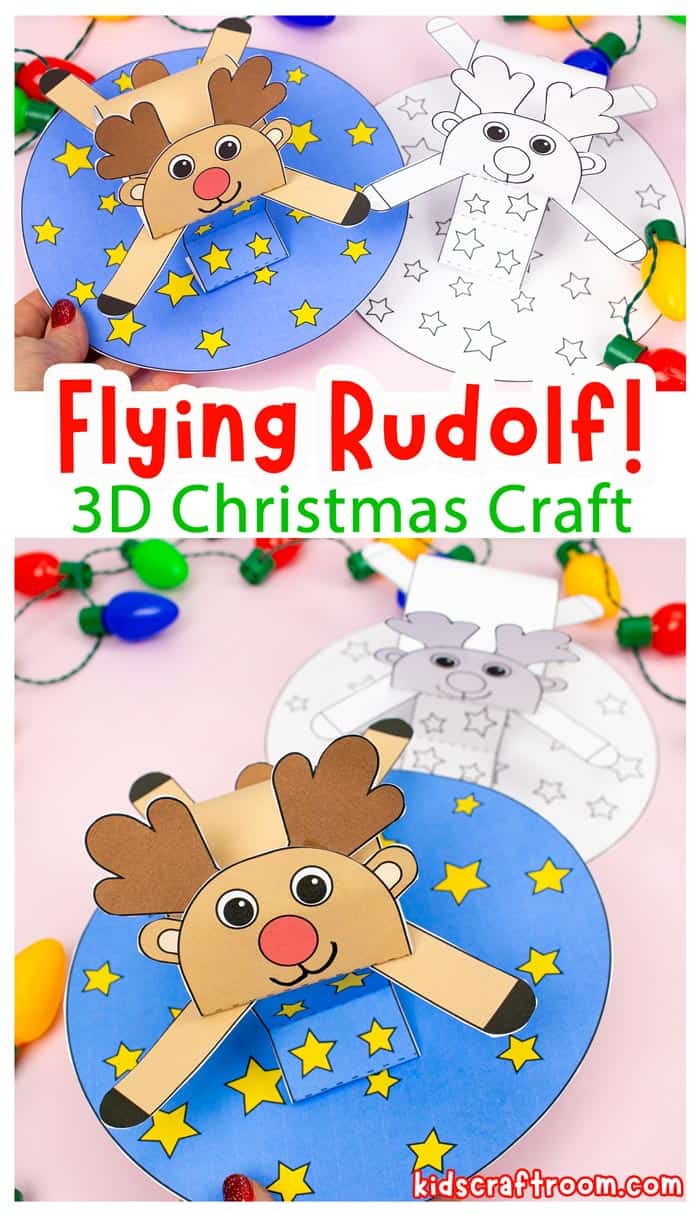 8 Rudolf Flying Flying Reindeer Craft For Kids With Printable Template - Kids Craft Room